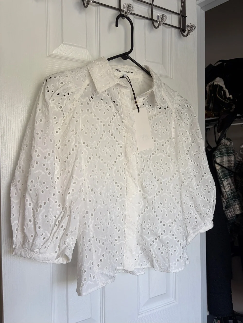 NWT Zara cotton embroidered eyelet summer blouse Small Ref. 4043/070
